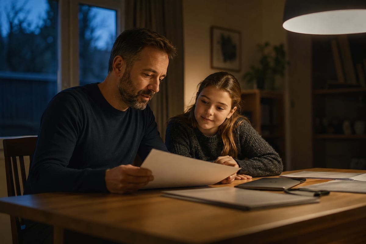 Family reviewing tutoring progress together