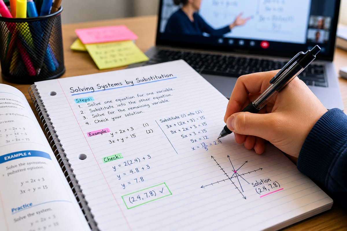 Student notes from a tutoring session